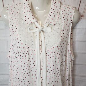 CUTE Lauren Conrad Disney Red Print Sleeveless Top XL Neck Tie Blouse